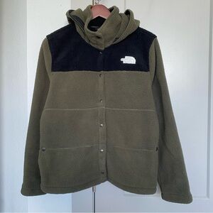 THE NORTH FACE GEMMA FLEECE GREEN BLACK HOODIE WOMENS LARGE